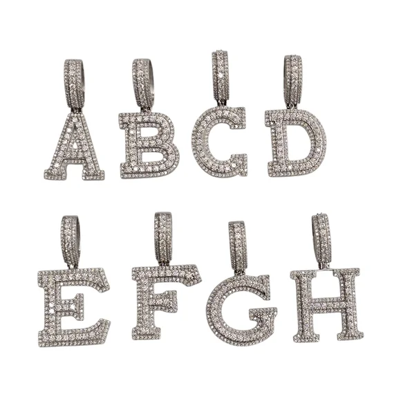 925 Sterling Silver Moissanite Diamond Initial Pendant